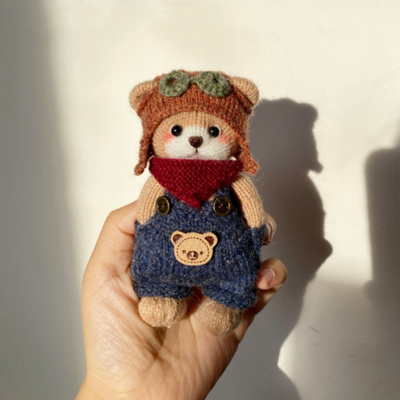 棒针熊迷你小奶熊diy手工材料包