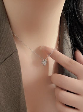 s999纯银猫咪项链女轻奢小众灵动锁骨链送闺蜜跳动的心礼物小猫