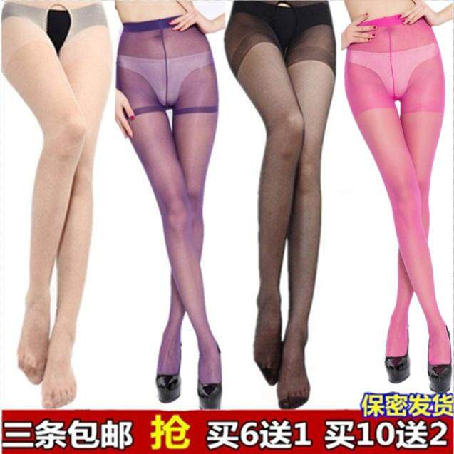 3条包邮夏时尚开裆性感丝袜彩色包芯丝防勾耐穿糖果色超薄连裤袜