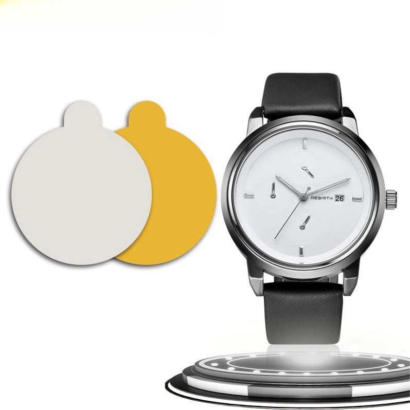 表镜白款tpu高清水凝膜适用圆形手表贴膜直径33mm-50mm保护膜5张