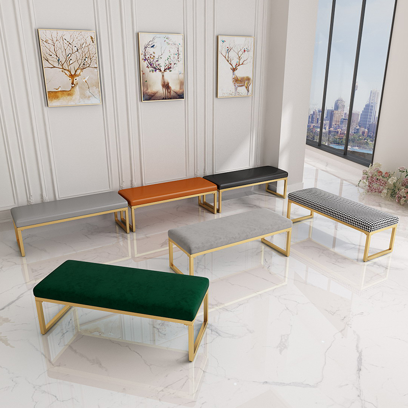 铁艺轻奢软包休息试衣间换鞋凳