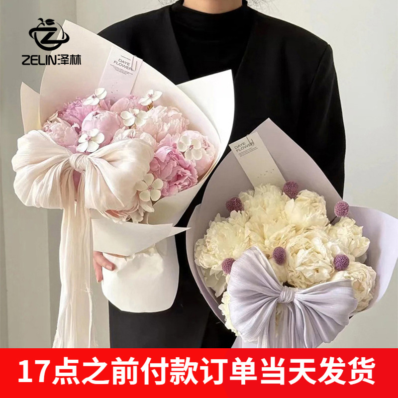 亲节新款法式珠光纱蝴蝶结