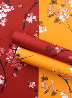 泽林情人节新款喜上眉梢花束包装纸梅花油画纸质防水加厚包花纸