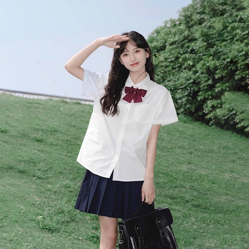 白衬衫女短袖夏季学院风jk白色衬衣内搭打底毕业学生班服校服上衣