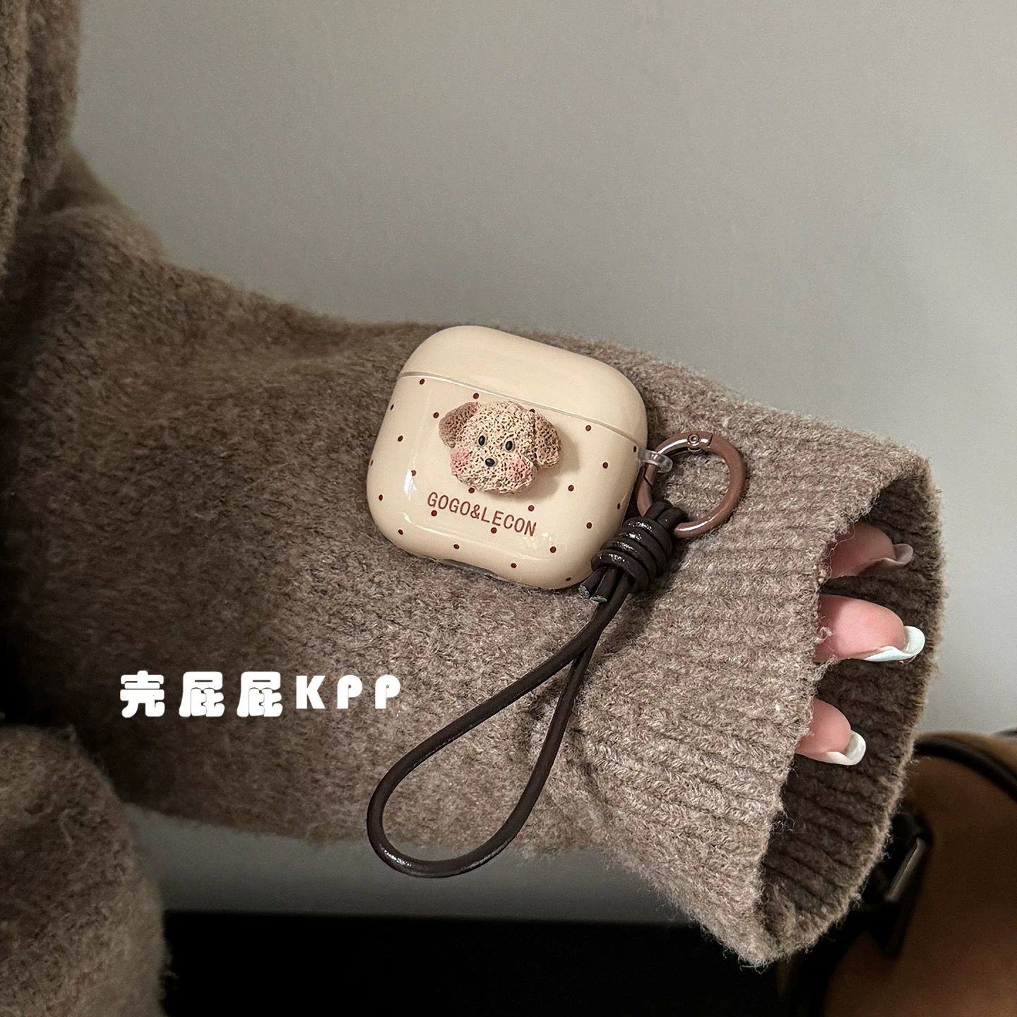 可爱波点立体卡通小狗适用AirPods保护套Pro保护壳AirPods3耳机套,文具电教/文化用品/商务用品,卡套/证件套,淘宝优惠券,粉丝福利购,淘宝优惠卷