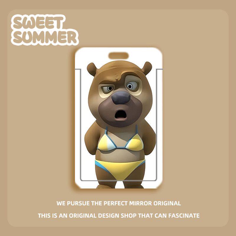 比基尼熊大趣味搞怪抽象滑盖卡套学生饭卡公交身份证套门禁校园卡