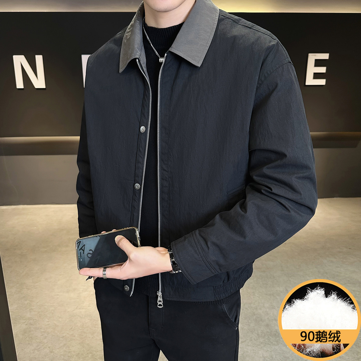 冬季防寒外套男轻薄90鹅绒羽绒服图片