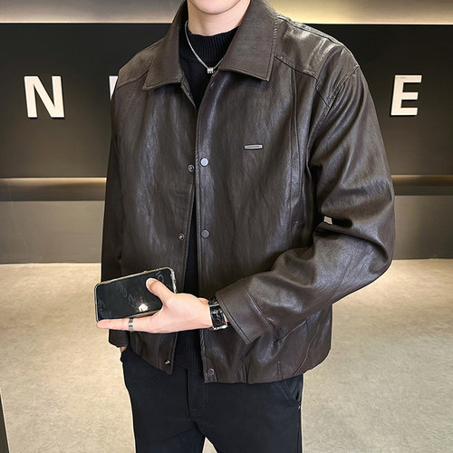 美式复古男士机车皮夹克春秋外套