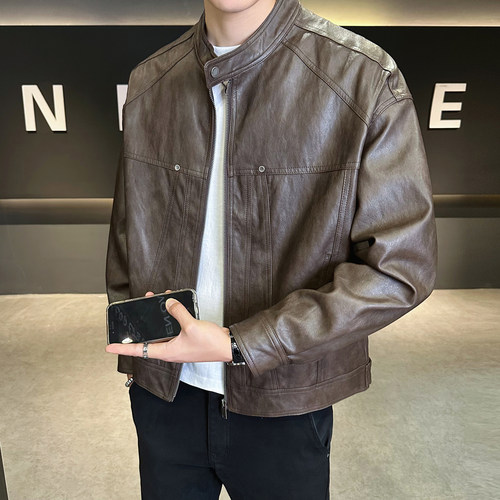 美式休闲皮衣外套男款机车服夹克