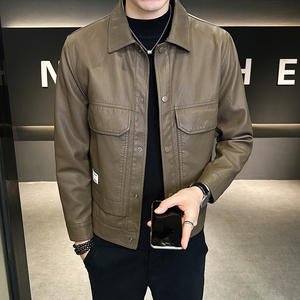 男士皮衣外套2024新款春秋季痞帅潮牌PU皮夹克男装帅气潮流机车服