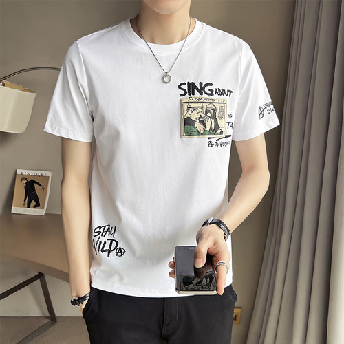 痞帅潮牌夏季短袖T恤衣服男装
