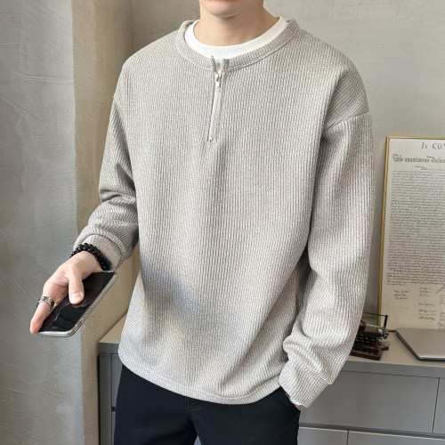 设计感假两件卫衣男士半拉链长袖T恤春秋季打底衫t潮牌宽松上衣服