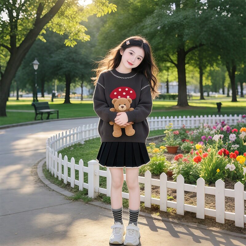 女童毛衣春秋款2026新款儿童洋气针织打底衫上衣大童小女孩毛线衣