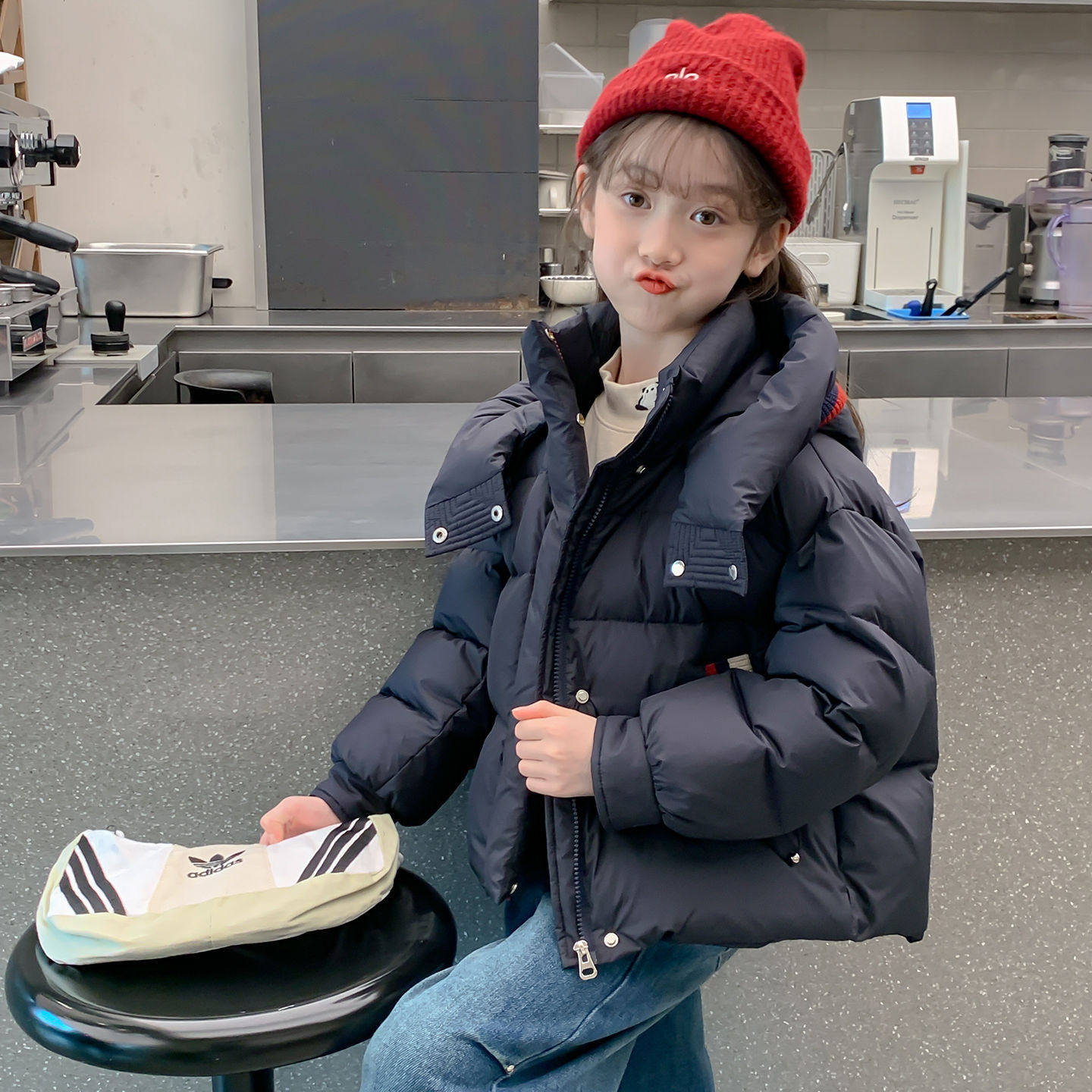 女童加厚棉服冬装2025新款儿童外套女孩洋气棉袄女孩冬季黑色棉衣