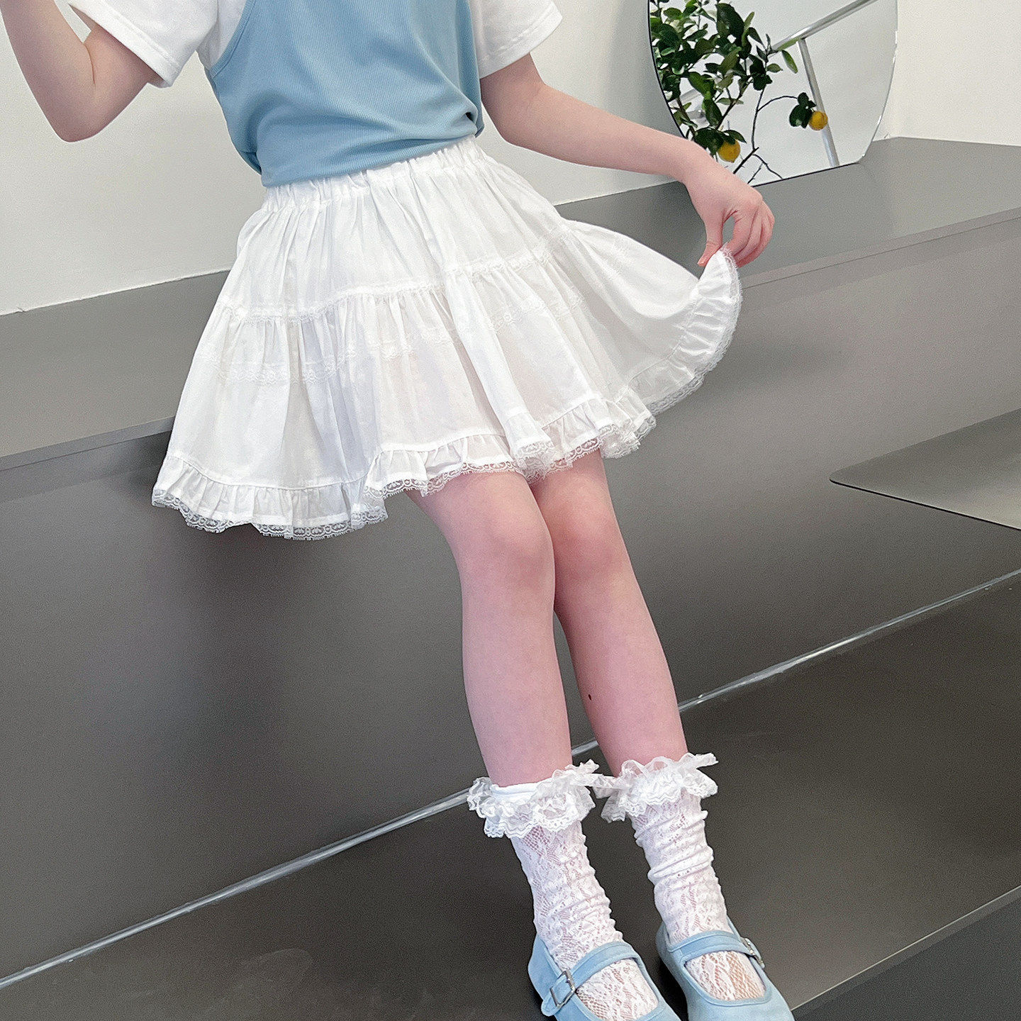 大童蕾丝半身裙女童洋气短裙子儿童潮搭网红白裙女孩2026夏装新款