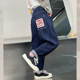 洋氣長褲 兒童直筒牛仔褲 子女童寬松休閑褲 大童裝 女孩2025春裝