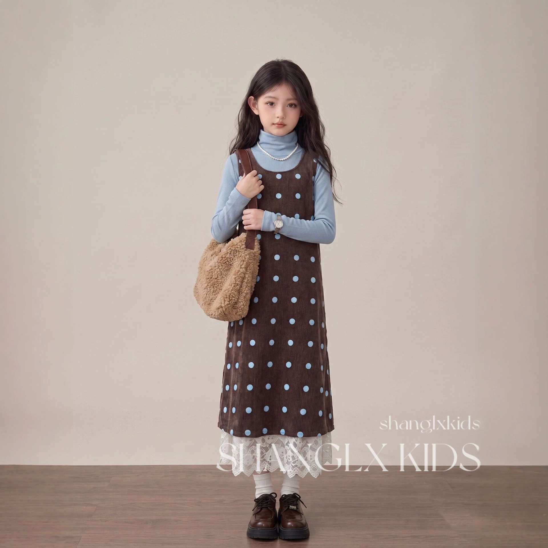 2026超火女童装连衣裙早秋穿搭波点裙套装青少年女孩秋装裙子儿童
