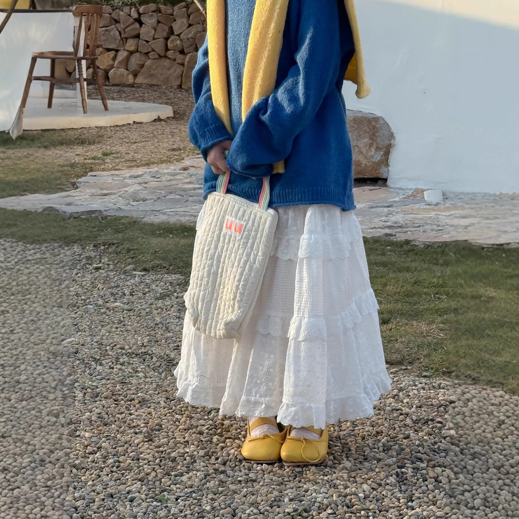 童裙2026春款女宝宝韩版纯色花边半身裙儿童洋气宽松甜美蛋糕裙子