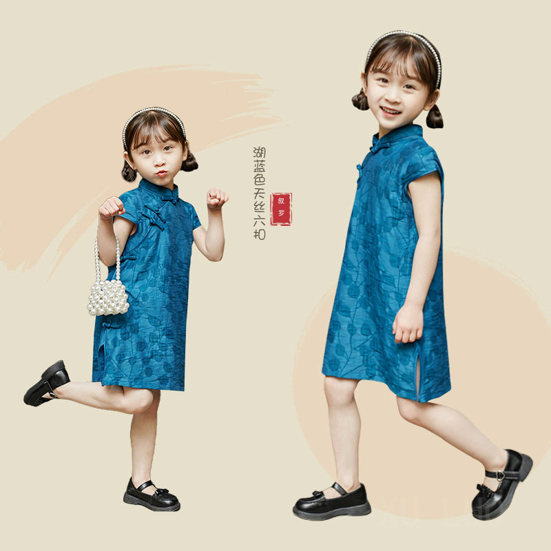 儿童旗袍女中国风夏季2026新款连衣裙女童天丝薄款洋气短袖裙子
