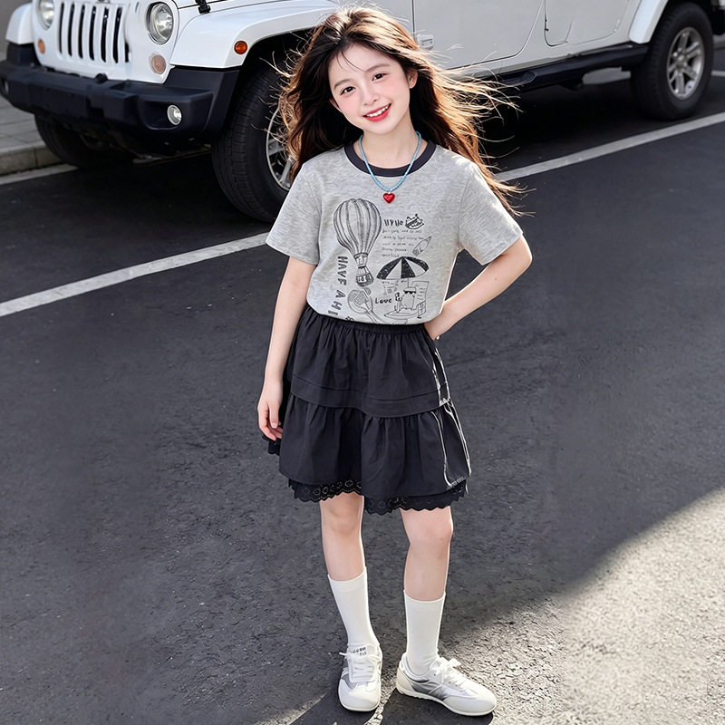 女童夏套装2026新款洋气儿童时髦韩版半身裙两件套女孩夏装衣服潮