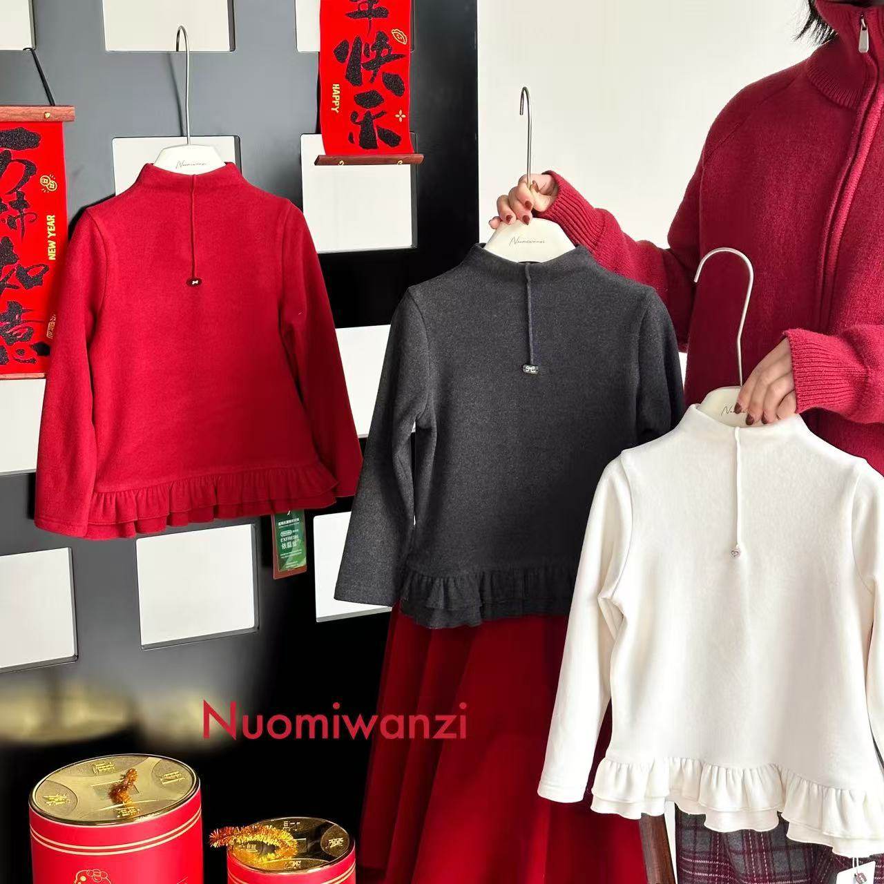 大童洋气童装女童韩系甜美软糯打底衫冬季儿童百搭纯色内搭上衣