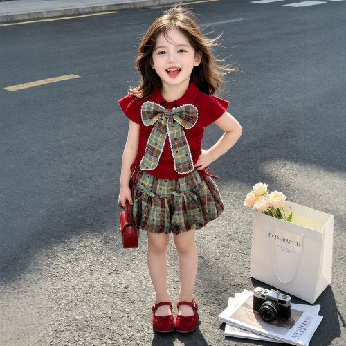 女童夏装套装2026新款儿童夏季花苞裙裤两件套小女孩独特漂亮衣服