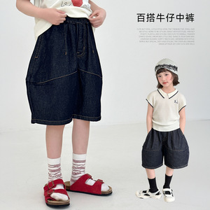 Miaxdx童装女童牛仔裤2026夏季新款休闲亲子百搭宝宝中裤