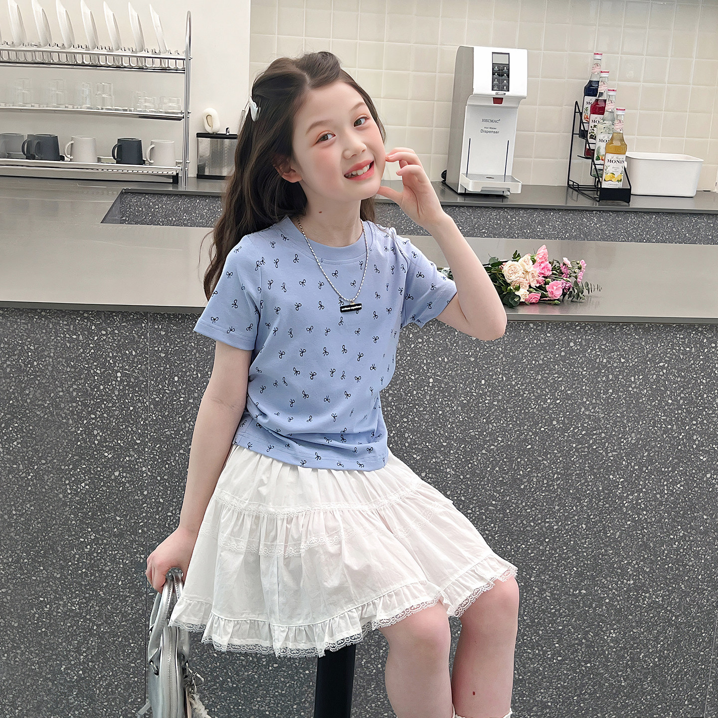 女童短款修身t恤儿童洋气网红上衣大童短袖小衫女孩2026夏装新款