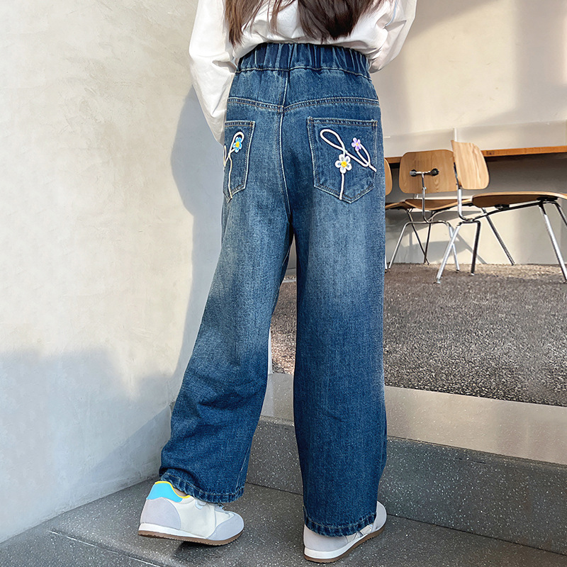 儿童直筒牛仔裤女童洋气长裤大童休闲裤女孩裤子2025春秋装新款