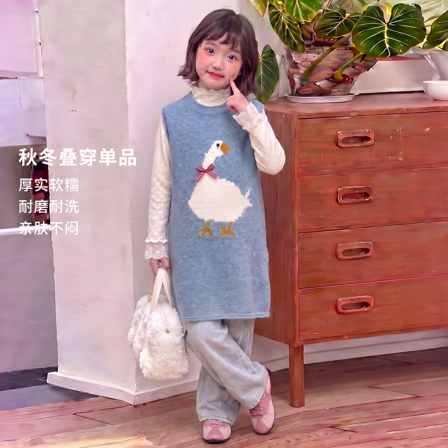 女童秋冬甜美针织连衣裙