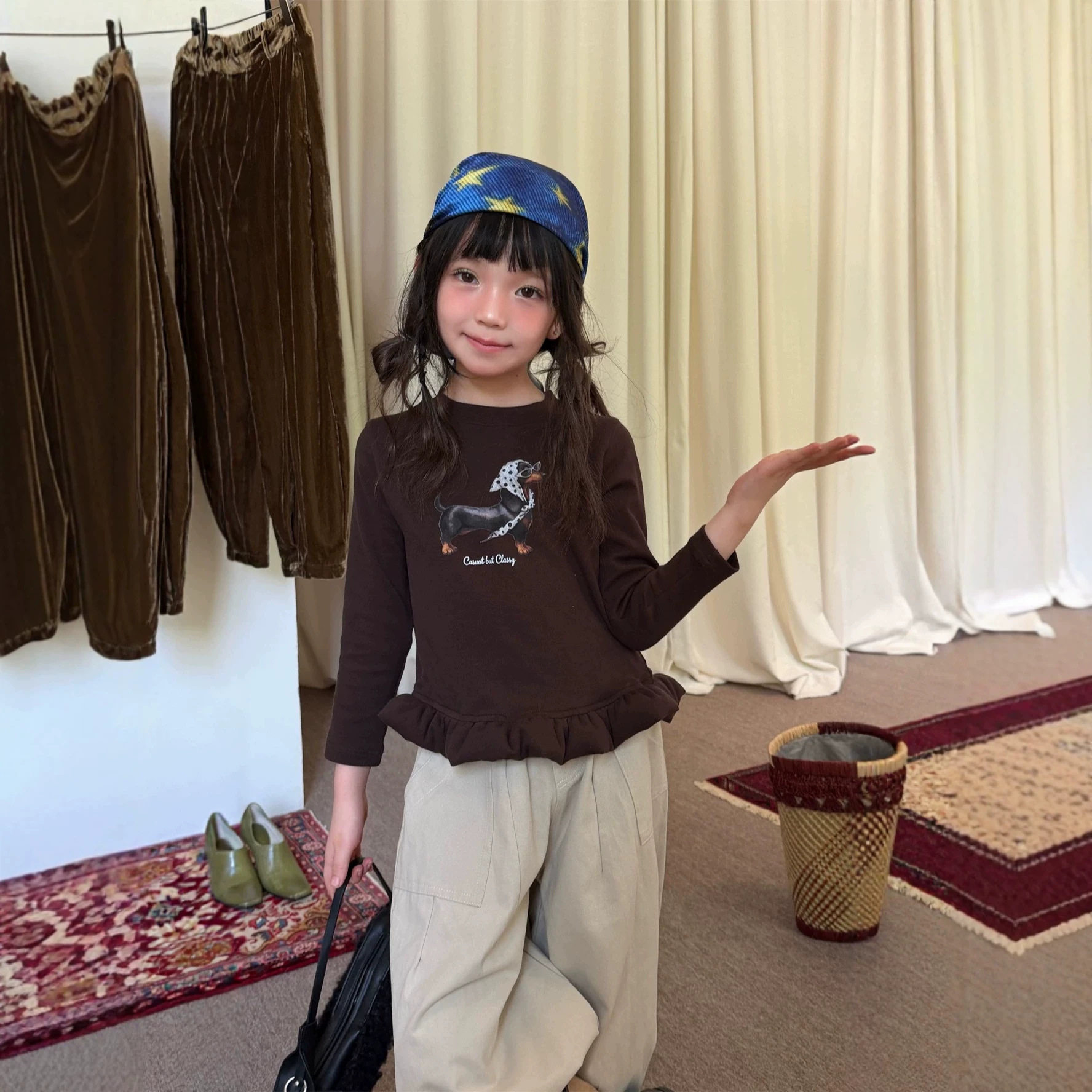 秋季韩版女童卡通长袖打底套装