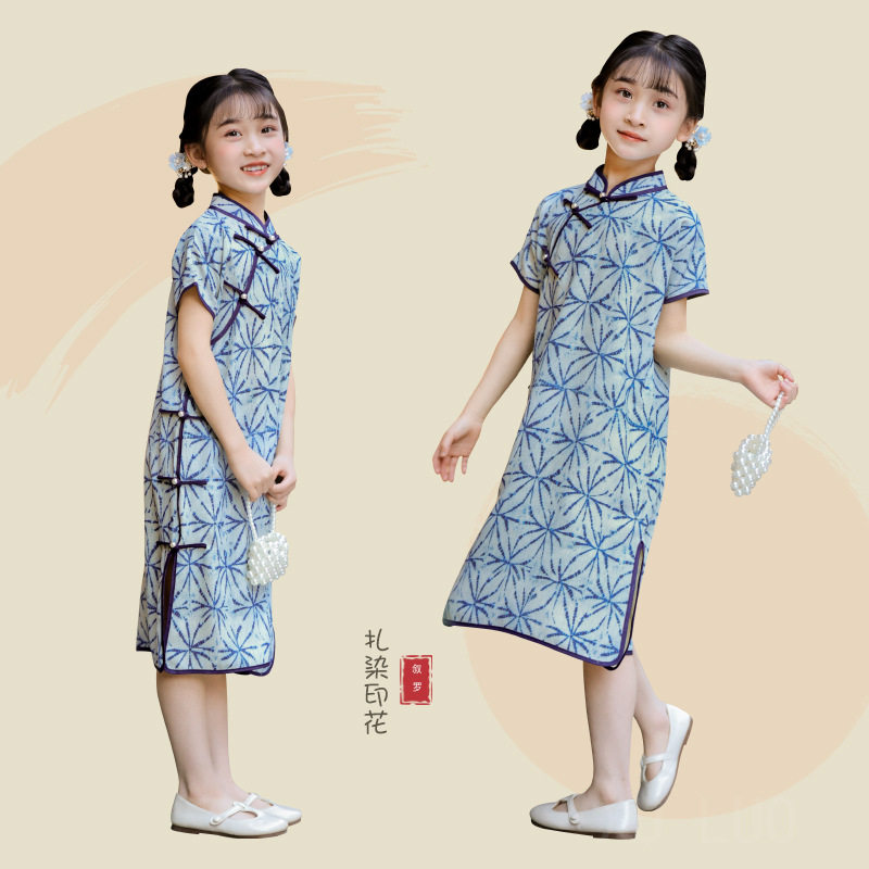 女童新中式气质连衣裙小女孩旗袍改良款新款夏季儿童民国风旗袍裙