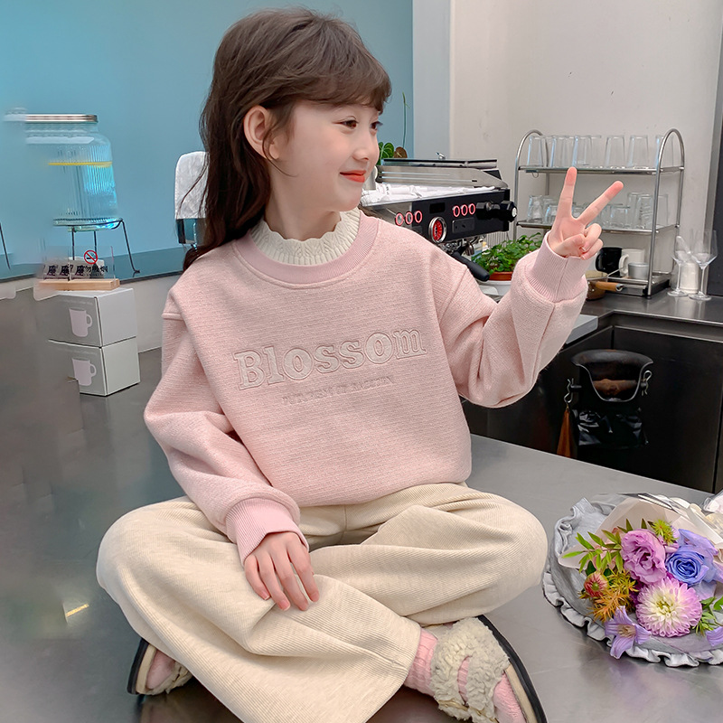 女童加绒卫衣2025秋冬新款儿童韩版加厚长袖中大童冬季保暖上衣