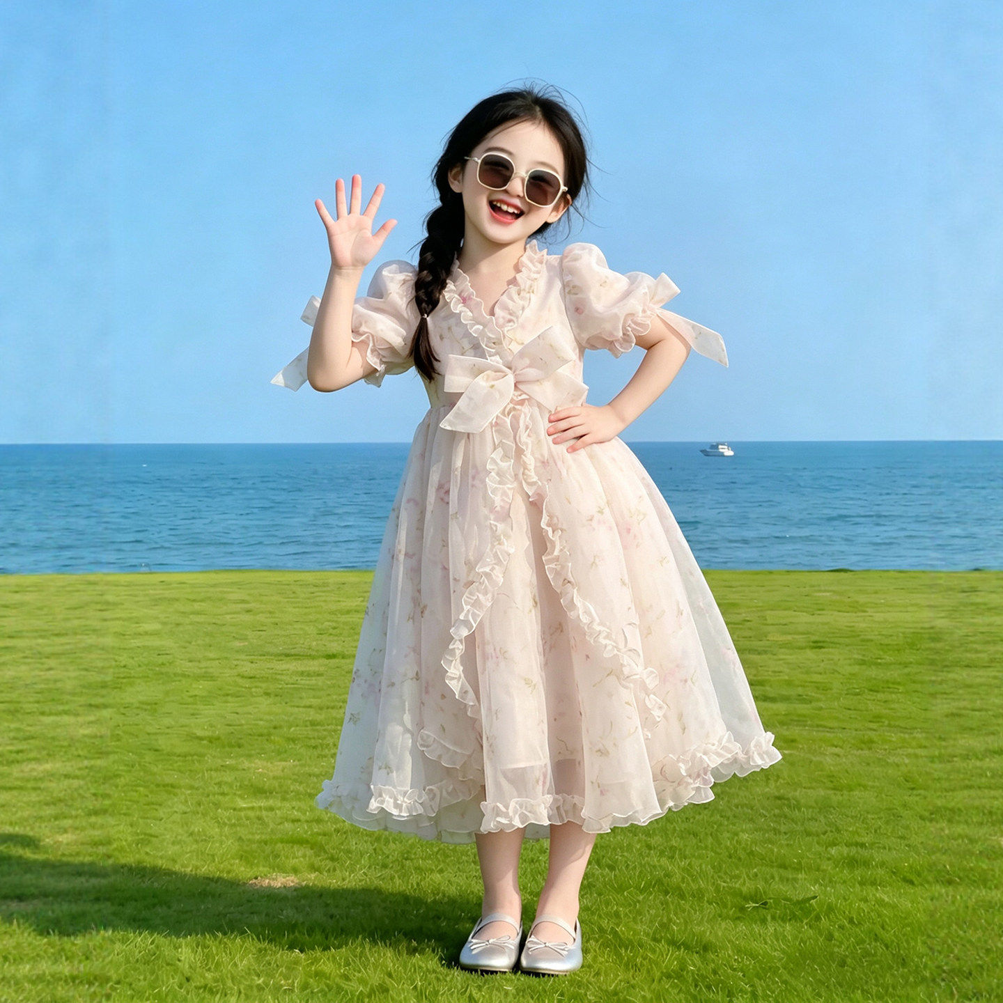 女童仙气飘飘裙子2026新款小女孩绝美公主裙蓬蓬裙儿童夏季连衣裙