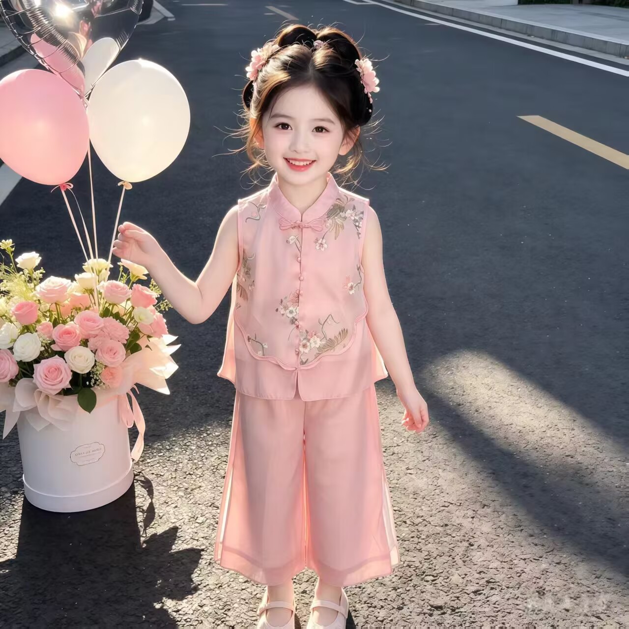 汉服女童无袖古风套装夏2026新款儿童国风马甲两件套宝宝中式衣服