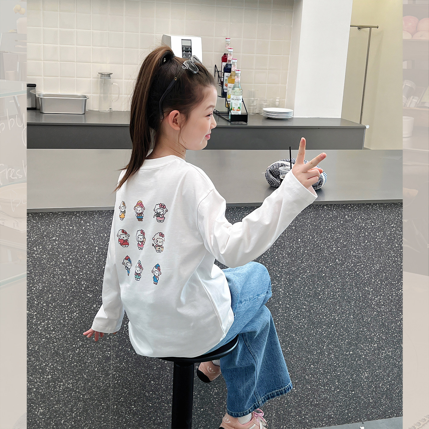 女童春秋长袖打底T恤洋气