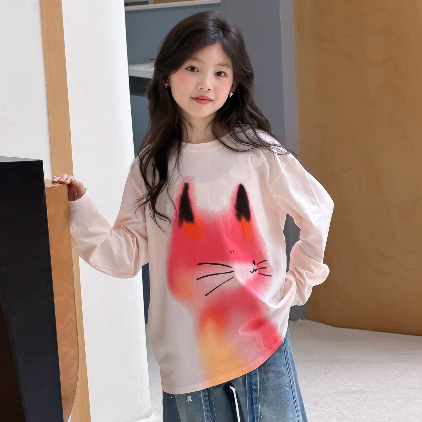 女童长袖T恤春装2026新款女大童洋气韩系打底衫超好看儿童上衣潮t