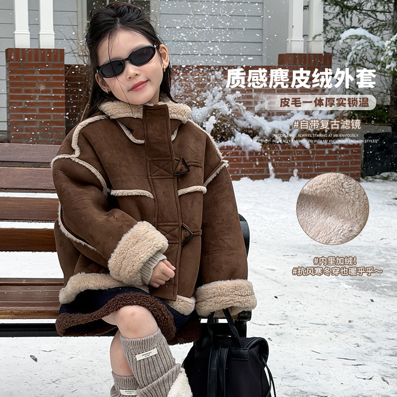 女大童洋气麂皮绒内胆保暖棉服