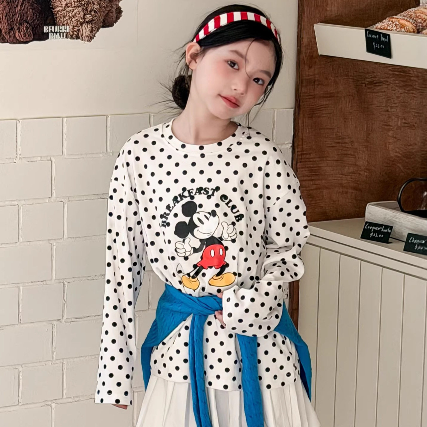 税后价童T恤2026春新款女童波点卡通宽松t恤中童女宝长袖打底衫