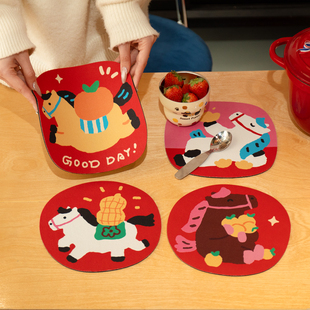 花生喜市隔热垫创意2026马年碗餐桌垫硅藻泥防烫厨房吸水杯垫盘子