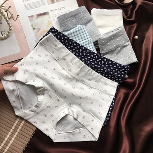 碎花中腰内裤 秋冬新品 四角裤 纯棉女式 女加长裆 小平角女士内裤