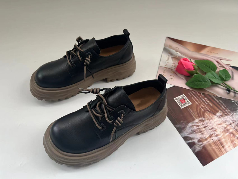 35码百~L情侣新款芒果头牛津鞋溶解乐福女鞋牛皮小皮鞋女真皮单鞋