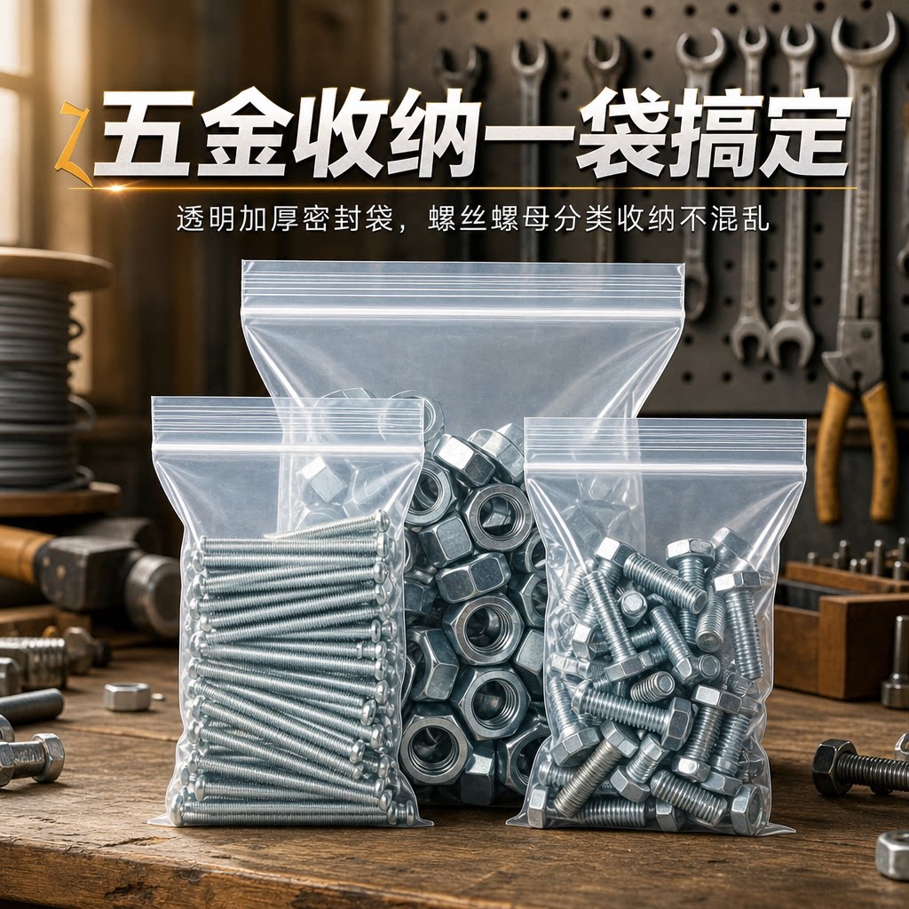 加厚透明五金工具自封袋