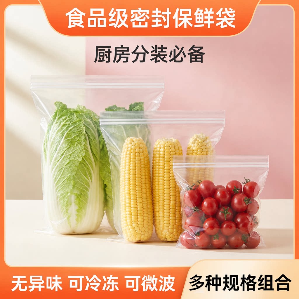 透明冰箱冷冻自封保鲜袋大小号