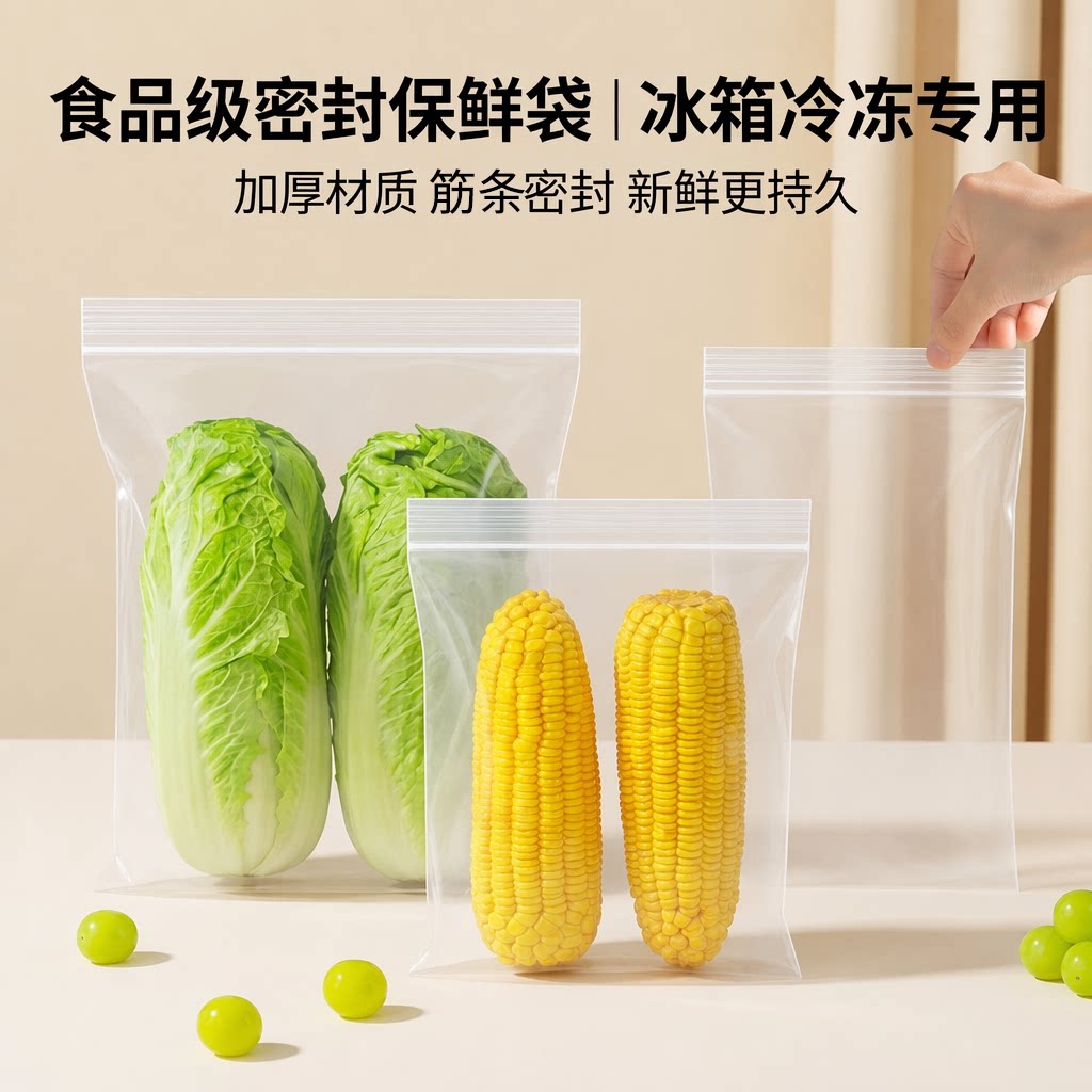 密封袋食品级保鲜袋分装大小号冰箱冷冻蔬菜水果家用一次性塑料