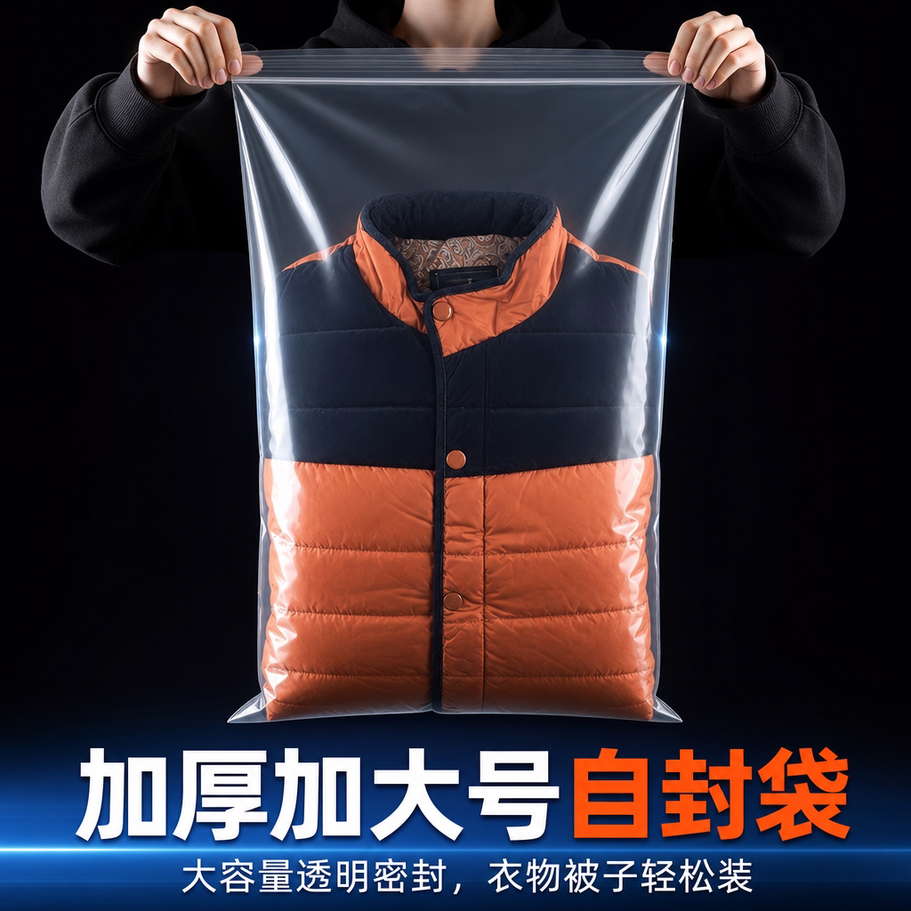 加厚加大食品级透明密封袋防潮