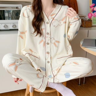 产后产妇套装 薄款 纯棉孕妇睡衣女哺乳怀孕期夏季 月子服吸汗春秋款