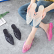 女夏防滑透明防臭平底拖鞋 尖头一字拖沙滩凉拖鞋 包头 水晶时尚 新款