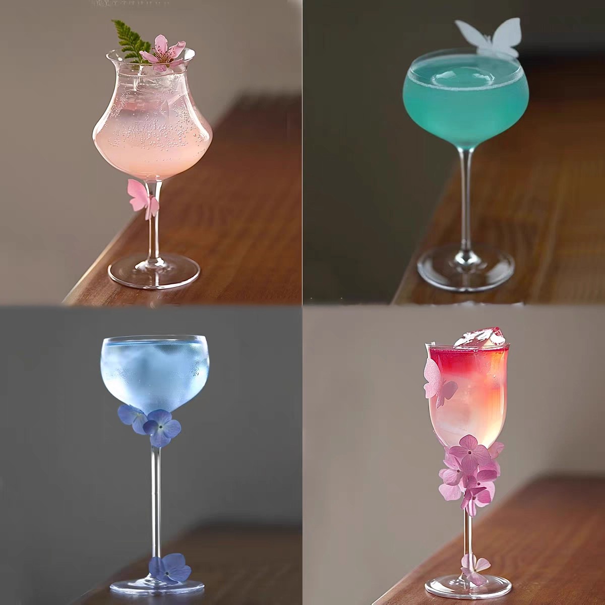 创意玻璃鸡尾酒杯餐厅酒吧马天尼杯网红高脚杯咖啡饮品杯子香槟杯