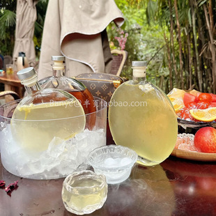 创意圆形冷萃咖啡密封瓶冰茶瓶酒壶玻璃果酒瓶随手小酒瓶分装酒壶